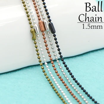 

50 pcs - Dainty 1.5mm Ball Chain Necklace, 1.5mm Bead Chain - Silver Plated/Bronze/Copper/Gun metal/Black for Women Necklace