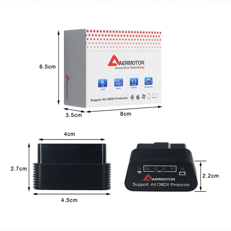 Aermotor Wifi ELM327 V1.5 Bluetooth 4,0 ELM 327 1,5 OBD2 диагностический сканер Android IOS Windows работает ELM327 адаптер
