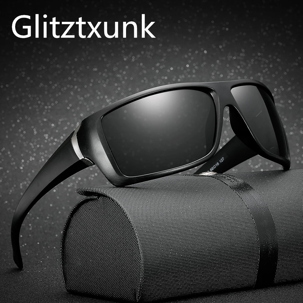 Glitztxunk, модные поляризационные солнцезащитные очки, мужские квадратные Роскошные брендовые дизайнерские Винтажные Солнцезащитные очки для вождения, мужские очки, тени UV400