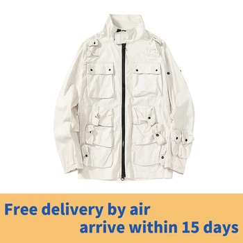 

Stone Pirates 20fw Old dyeing Multi Pocket work jacket spring and autumn Thin stand collar Solid color coat