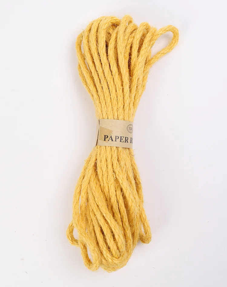 10 м 6 мм веревки из натурального джута шпагат пеньковый витой шнур макраме струна сделай сам, поделки ручной работы украшения подарочная упаковка аксессуары - Цвет: yellow