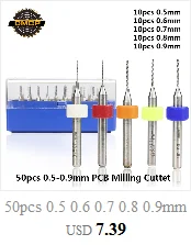 10pcs 0.5-3.175mm Titanium Coated PCB Milling Cutter Set Carbide CNC End Mills For Engraving Machine End Milling Cutter
