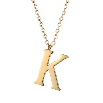 

U7 Initial Letter Necklace A to Z Trendy Alphabet Name Necklaces Stainless Steel Black Gold Womens Mens Personalized Gifts