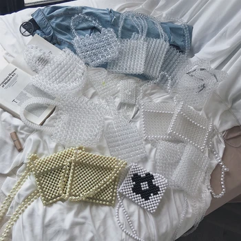 

Limit 100 Sell at a loss Handbags Women Pearl Handmade Bag Beaded Tote Evening Bag Clutch Purse Clear