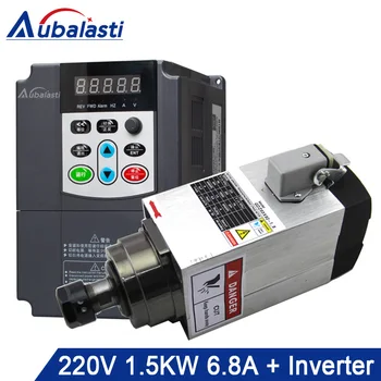 

Aubalasti 1.5KW Air Cooling Spindle 220V 6.8A + Inverter Single Phase 220V 1.5KW Current 7A for CNC Router machine