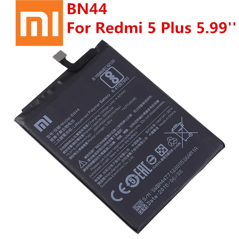 Оригинальный аккумулятор Xiao mi 100% BN44 4000 мАч для Xiaomi Redmi 5 Plus высококачественные