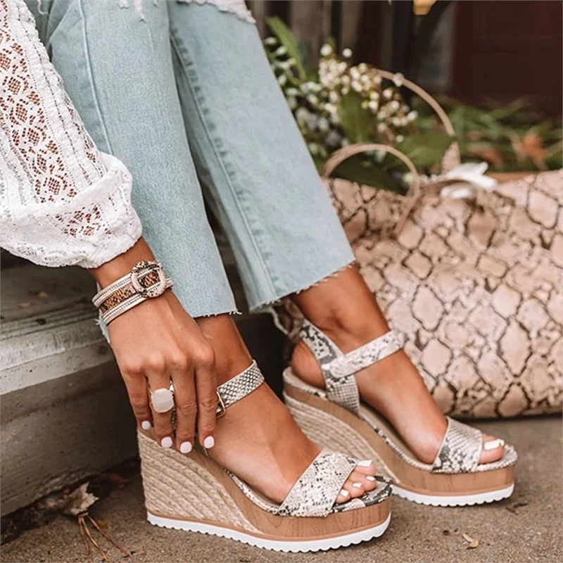 

Women Shoes Platform Sandals Women Peep Toe High Wedges Heel Ankle Buckles Sandalia Espadrilles Female Sandals Shoes