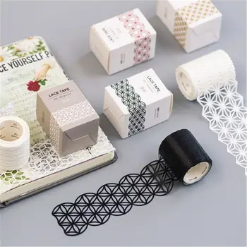 

Creative Simple Pattern Dream Hollowed Lace Sticker Retro Black Lace Decorative Washi Tape Diy Scrapbooking Masking Tape
