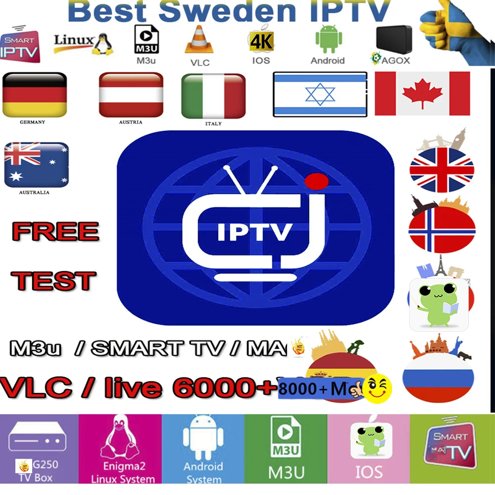 Европа ТВ коробка Испания IP Швеция Португалия Италия США Великобритания