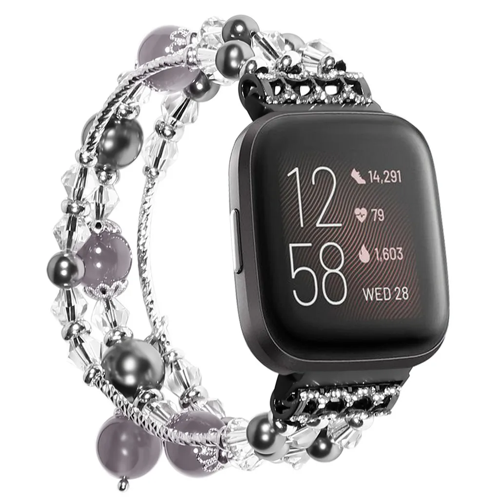 Замена браслета люкс Агат ремешок для Fitbit Versa 2 Смарт часы ремешок - Цвет ремешка: Black