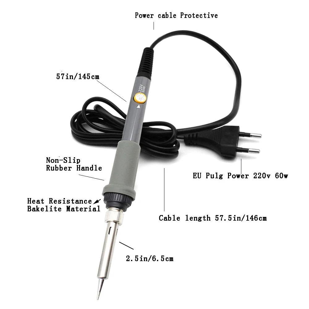 Электрический паяльник серый ЕС 220 в 60 Вт Регулируемый температурный набор сварочный ремонтный набор инструментов с ящиком для инструментов 21 шт./лот