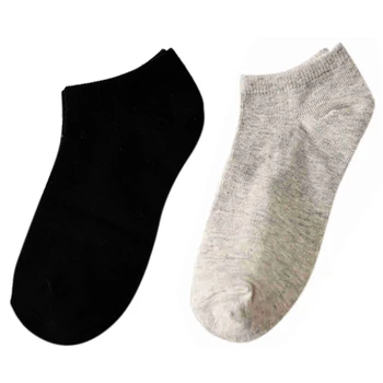 

2 Pairs Invisible Color Cotton Women'S Socks Candy Color Solid Color Female Cotton Socks Shallow Mouth Socks, Black & Gray