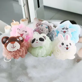 

6PCS Bath Ball Cartoon Cute Comfortable Animal Soft Mesh Pouf Body Cleaning Ball Mesh Sponge Shower Ball for Adult