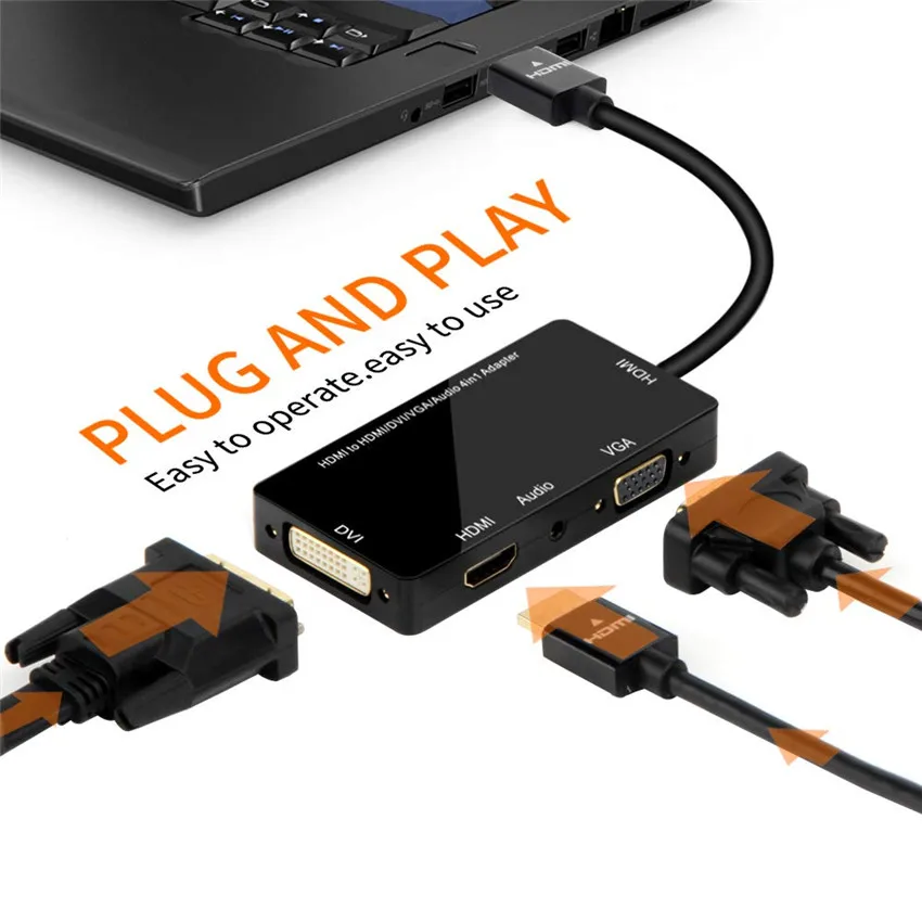 HDMI VGA Adapter HDMI to DVI HDMI VGA with 3.5mm Audio jack for laptop to HDTV Projector Monitor HDMI Switch Splitter