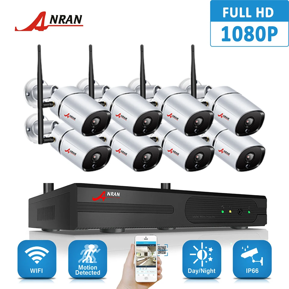 Беспроводная IP камера ANRAN H.265 P2P 8 каналов 1080P HDMI wi fi NVR 3 ТБ HDD 36 ик мп|cctv recorder|system
