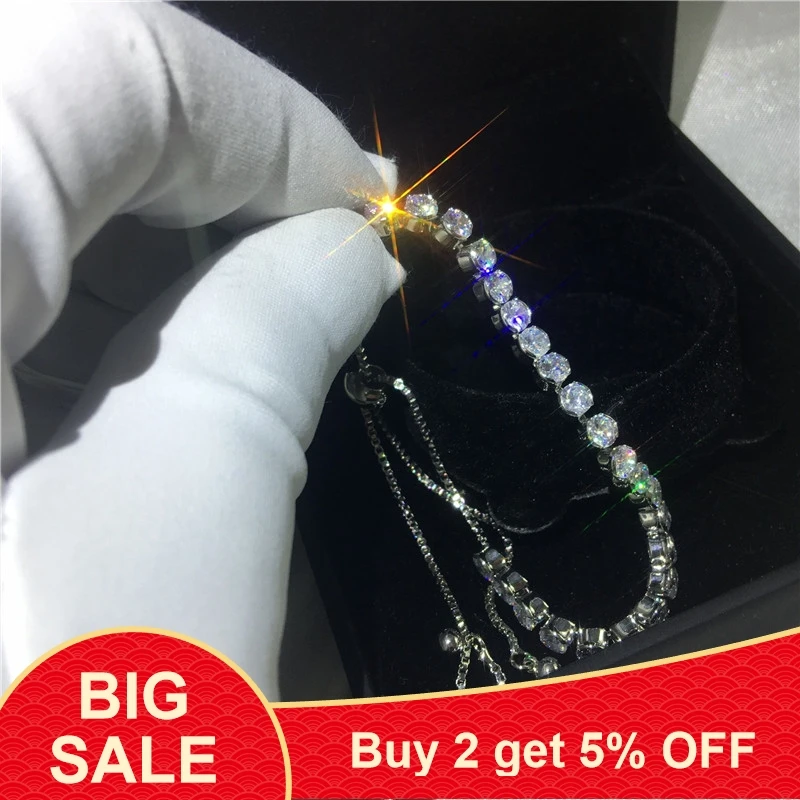 

Fashion Bracelet For Women Luxury Handy Adjustable 4 Claws Mosaic 4mm Cubic Zirconia Rose Gold Color Fashion Jewelry Gift