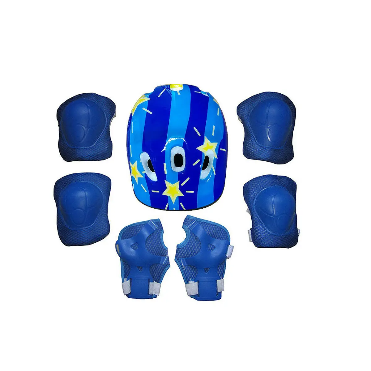 2 Striped Blue 7 шт./компл., Детская рубашка для мальчика и девочки, защитный шлем налокотник колено комплекты детская езда на велосипеде кататься на коньках велосипедный шлем защитная маска для лица, охранник - Цвет: 2 Striped Blue