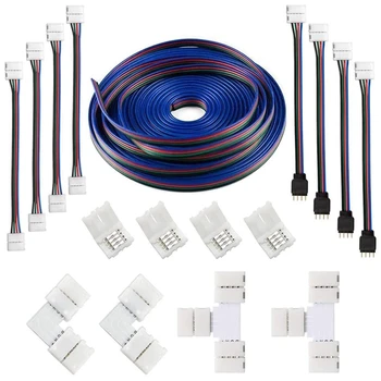

16.4FT(5M) 4-Pin RGB LED Strip Extension Cable,LED Strips Connectors Kits for 5050 Flexible RGB LED Strip Light