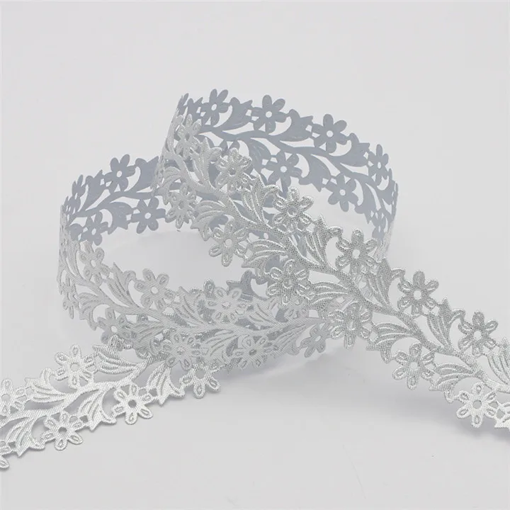 8 5Yard 35mm Flower Vine Ultrasonic Embossing Ribbons DIY Headwear Wedding Gift Wrapping Clothing Accessories Lace Satin Ribbon