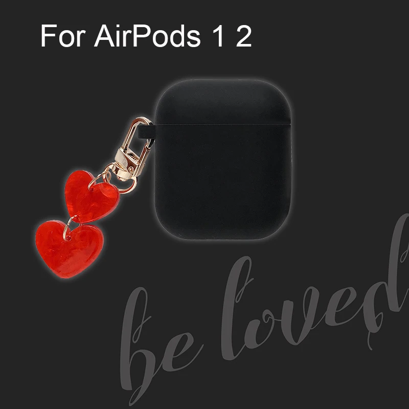 AirPods 1 2-black Чехол для наушников для AirPods 2 3 чехол с сердечком силиконовый чехол Bluetooth беспроводной чехол для наушников s Для Air Pods Pro i12 i13 TWS - Цвет: AirPods 1 2-black