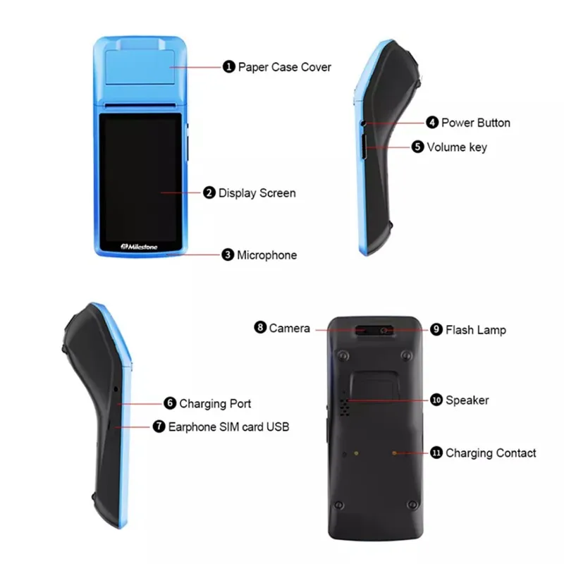 5 дюймов сенсорный экран POS машина 58 мм чековый принтер Android 6,0 КПК все в одном NFC POS терминал 3g Wi-Fi и Bluetooth