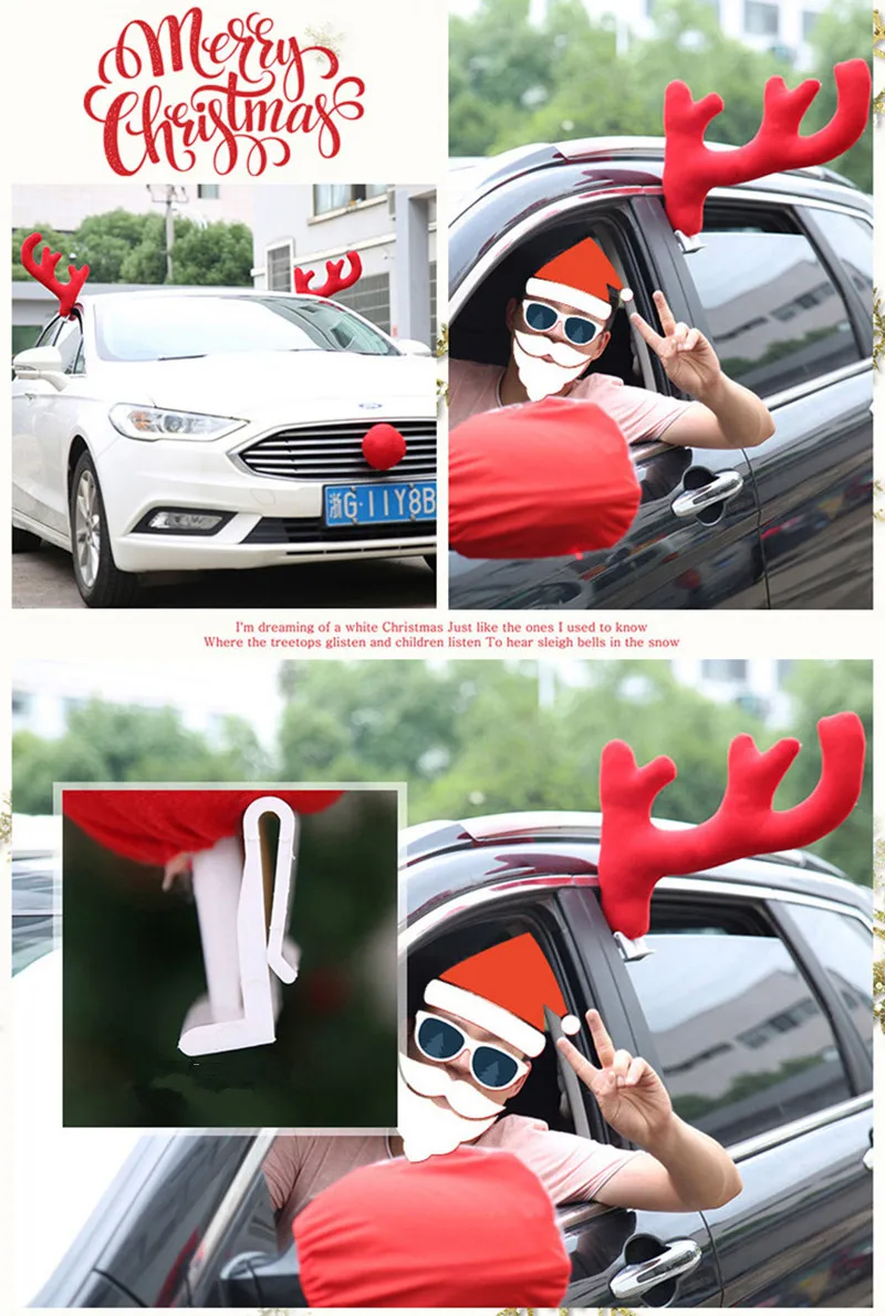 car door protector Car christmas decoration Santa Claus car styling Christmas antlers Car window door sills