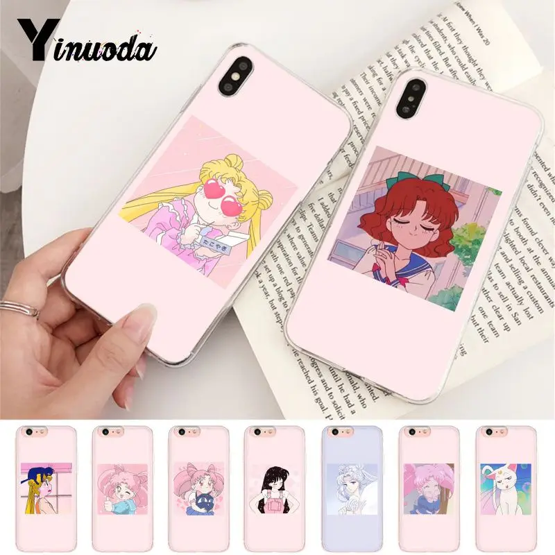 

Yinuoda Pink Sailor Moon Transparent Phone Cover Case for iPhone 8 7 6 6S Plus X 5 5S SE XR XS XSMAX Coque Shell Fundas Capa