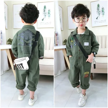 

Children Jumpsuit Baby Boys Girls Romper Tooling Clothing Child Baby Fashion Trendy Army Green Sets