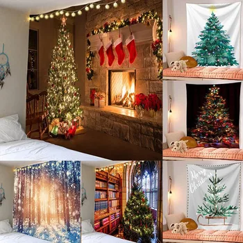 

Christmas Tree Wall Hanging Tapestry For Fireplace Home Decor Tapestries Printed Beach Towel Xmas Decor Table Clothes Blankets
