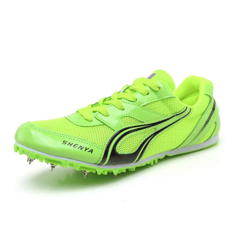Кроссовки унисекс с шипами для бега и тренировок, дышащие кроссовки для мужчин и женщин, легкие кроссовки для бега, D0441 - Цвет: Зеленый