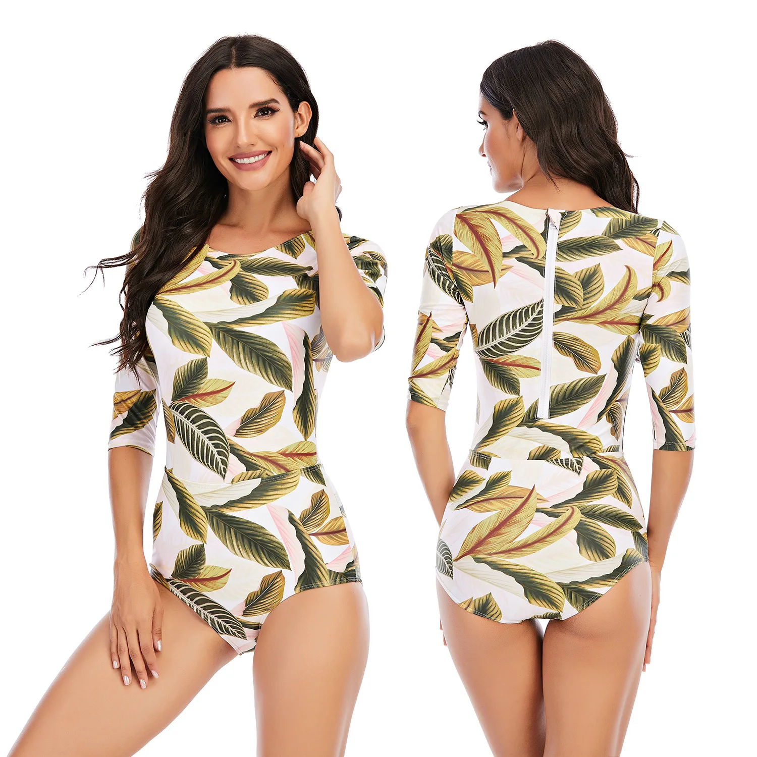Sexy Surf Rashguard Swimsuit for Women, Short Sleeve Swimwear, One Piece, Rash Guard, Swimming Bathing Suit, Beach Wear