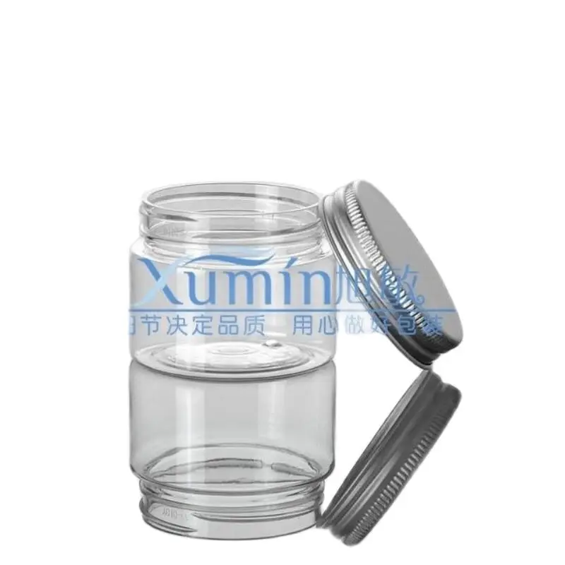 

50ml clear PET jar, Pill Container Plastic Medicine Box with silver aluminum Cover, 50g cream Jar Food Grade Material PET Jar