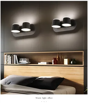 

Nordic simple LED mirror headlight dressing table mirror lamp bathroom single head can rotate the bedside wall lamp