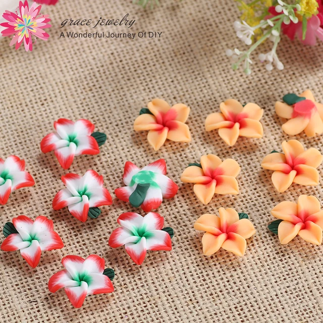 10 Color Polymer Clay Flower Beads Plumeria Flower Spacer - Temu