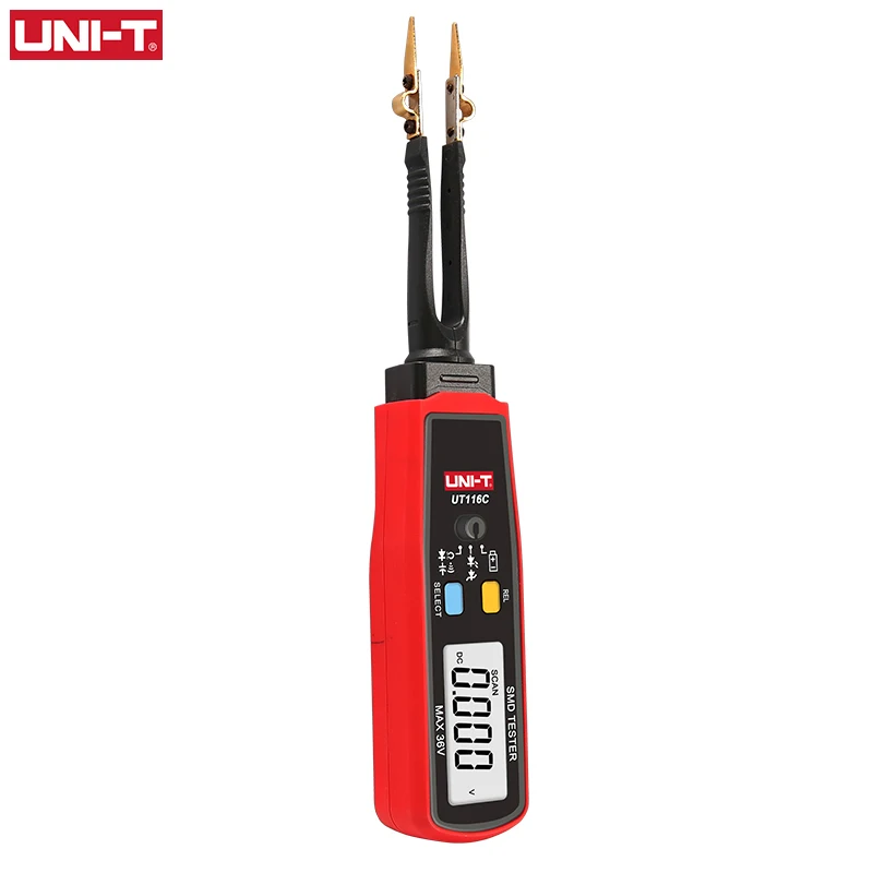 UNI-T UT116C SMD Tester 36V Voltage Battery Measurement Rotable Tweezer LED Diode Multimeter Resistor Capacitor Tester