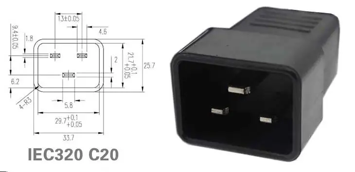Сверхмощный сплиттер шнур питания IEC320 C20 Мужской до 2X C13 Двойной Женский Y сплиттер кабель 32 см сервер PDU UPS шнур питания 0,32 м