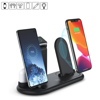 

7-in-1Wireless Mobile Phone Charger Type C Lighting Dock Stand for iwatch iPhone X Max Airpods Apple Watch Docking Station