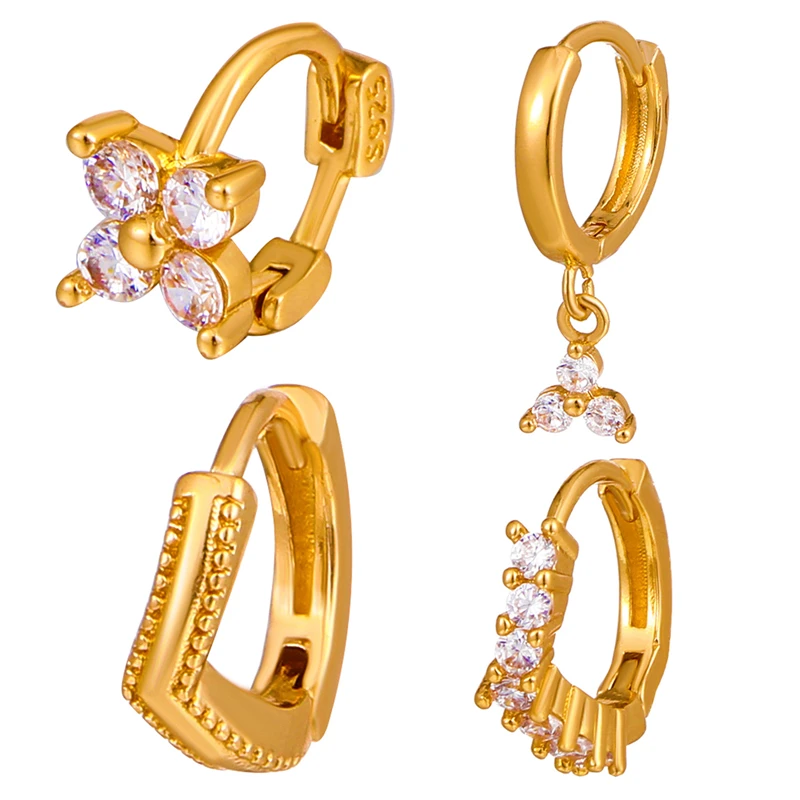 1Pc Fashion Gold Flower Clip Earring For Women Puck Rock Vintage Crystal Ear Cuff Girls Jewerly Gifts