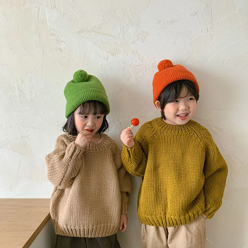 Kids Solid Sweater for Brothers and Sisters Korean Outwear