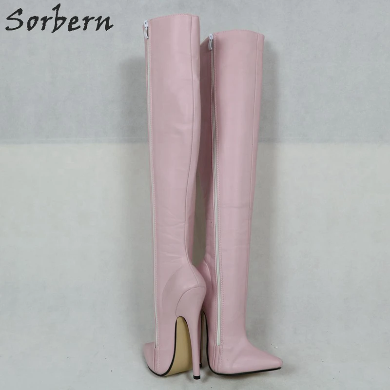 Sorbern/Сапоги до колена; 18 см; Шпилька; Высокий каблук; острый носок; Пользовательские расклешённые зимние сапоги; пикантные Сапоги на каблуке