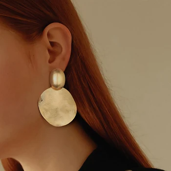 

Yhpup Statement Round Big Drop Dangle Earrings for Women Charm Metal Jewelry Fashion Geometric Gold Earrings Pendientes Mujer