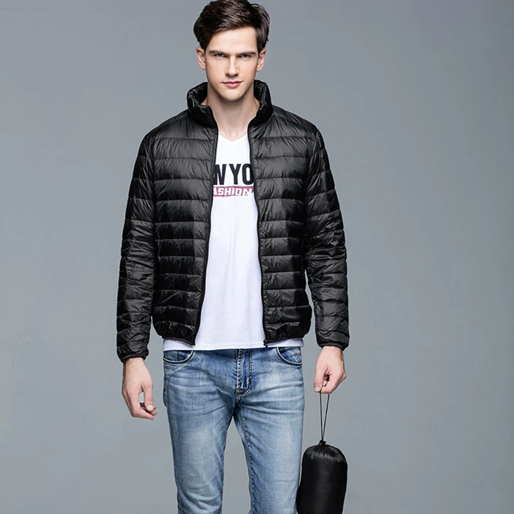 Мужской пуховик с карманами на молнии мягкая непромокаемая стеганая куртка