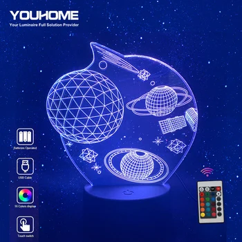 

Starry sky 3D Led Light 16 colors Remote Control gift lights powered by usb and AAA Batteries table lamp For Home decor Lights