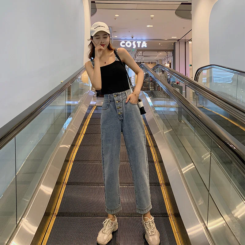 

3212 Jeans Women's Loose-Fit 2019 New Style Autumn Dad Pants Baggy Pants Capri Harem High-waisted Hyuna