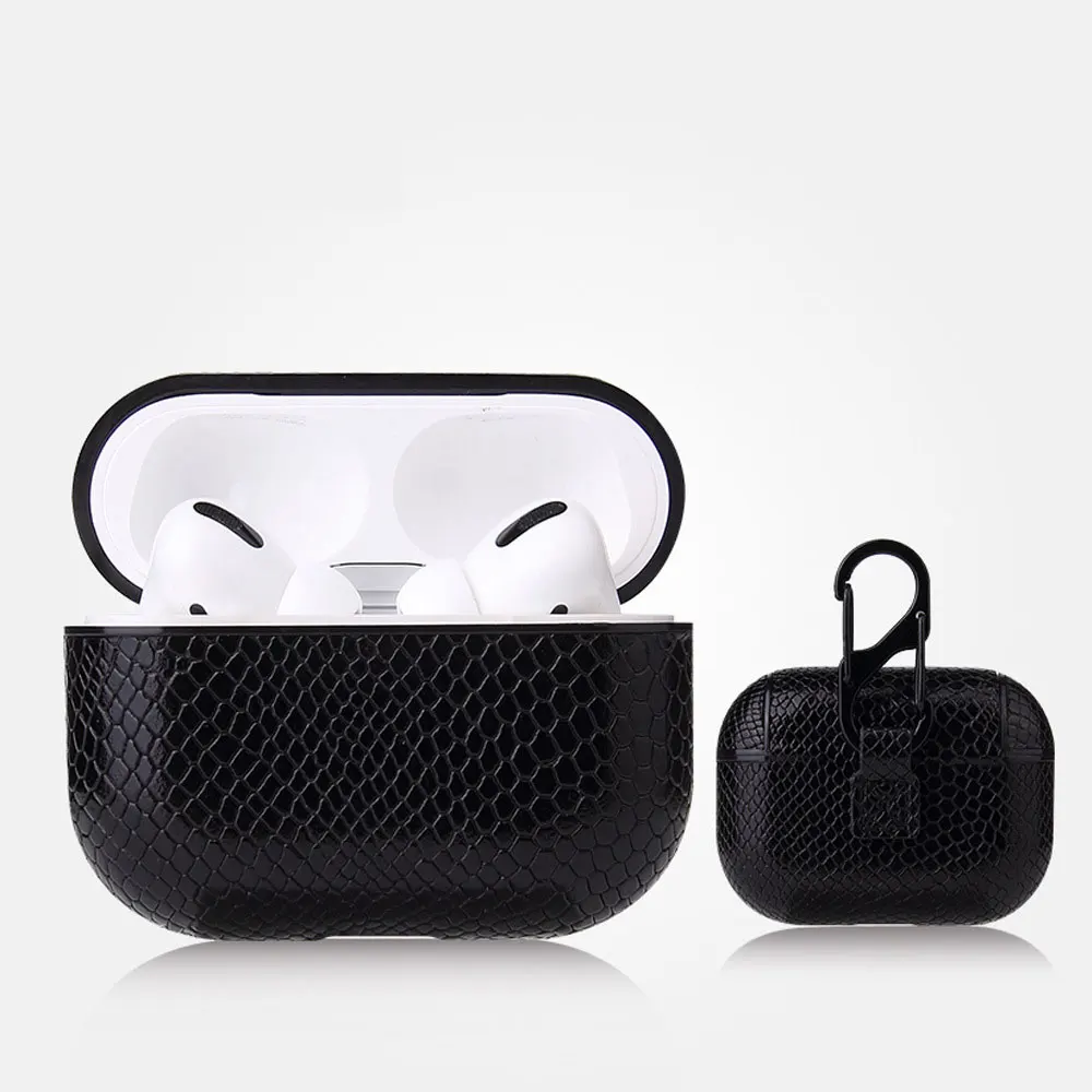Пользовательский чехол Python для Apple Airpod Bluetooth беспроводной наушник Змеиная Кожа PU