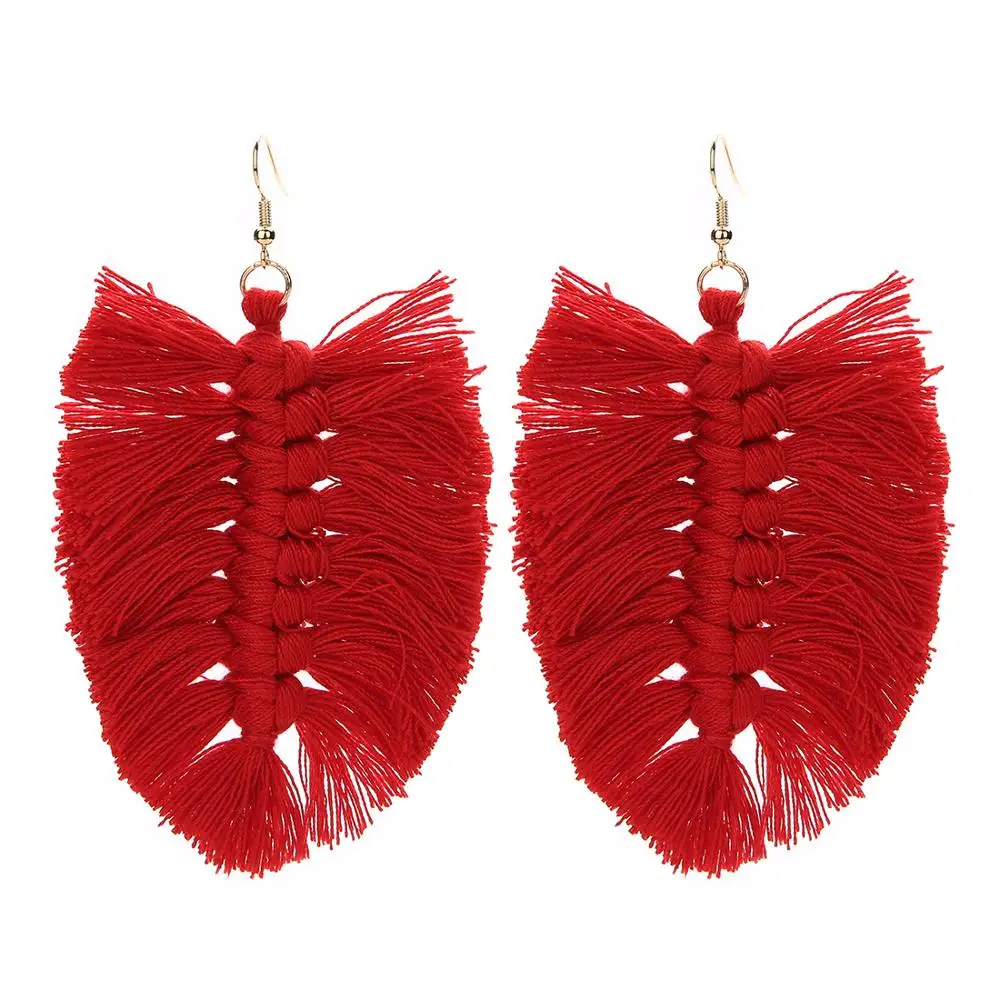 Louleur, дизайн, богемный стиль, в форме листа, серьги с кисточками для женщин, модные, рыбья кость, Boho, Женские Висячие Серьги - Окраска металла: Red