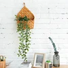 Hanging Wicker Basket Hand-Woven Wood Storage Basket Portable Wall Hanging Flower Fruit Basket Organizer Rattan Box Home Decor 5
