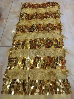 

High Quality gold African Mesh Lace Fabric sequins Embroidered Tulle Lace Fabric mesh material For Wedding dress
