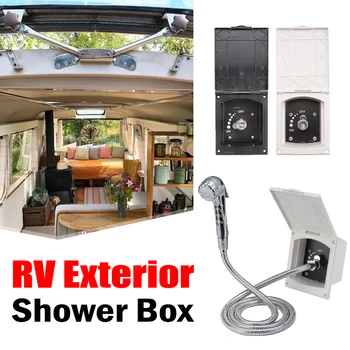 

RV Exterior Shower Box Kit Boat Marine Camper Shower White Black Motorhome Accessories With Cover Hose For Caravan RV