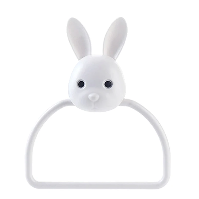 rabbit Мультяшные животные в форме ручного полотенца, подвесное кольцо, пластиковый настенный держатель для ванной комнаты, кухонное полотенце, держатель, инструменты для хранения дома - Цвет: rabbit